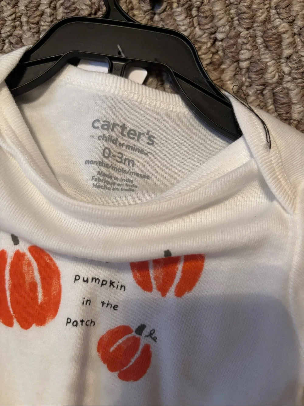 Carter's Cream Long-Sleeve Pumpkin Bodysuit with Gray Pumpkin Pants